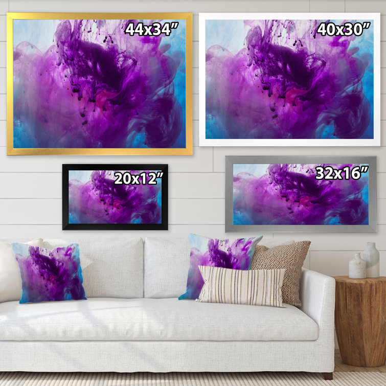 Wrought Studio Purple Blue Mixing Ink Colour Modern Canvas Wall Decor